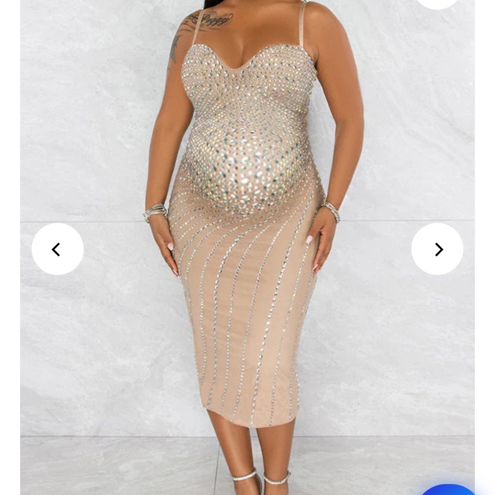 NWOT  Momyknows nude jeweled maternity dress